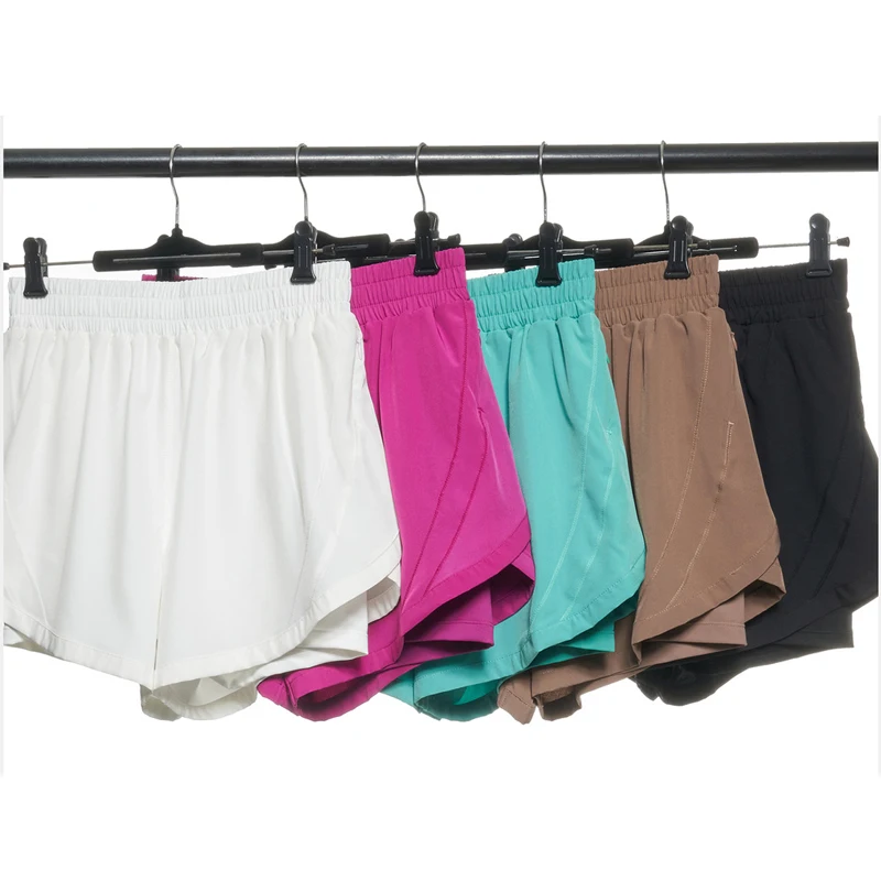 Pantalones cortos de correr para mujer, 2 en 1, tela tejida, bolsillo, gimnasio, Yoga, holgados, transpirables, secado rápido, ropa deportiva de entrenamiento