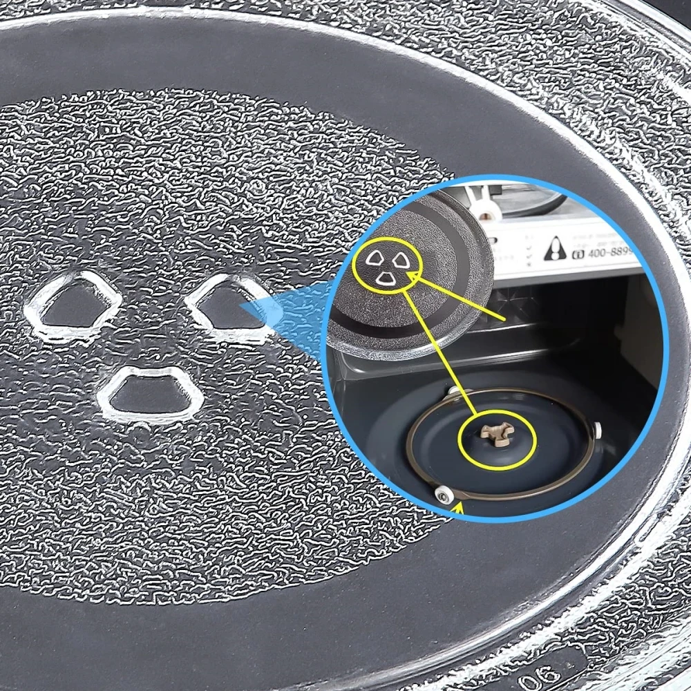 Placa giratoria de vidrio para microondas, placa giratoria Universal de 9,6 "con 3 dispositivos, 245mm