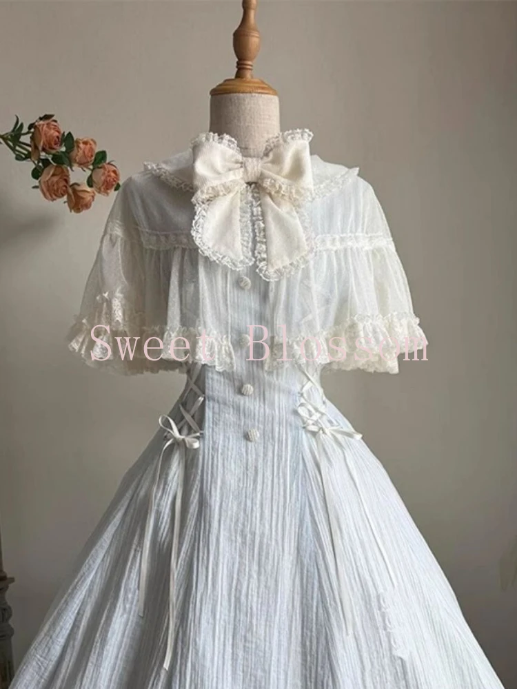 Vestido francés elegante dulce Lolita para mujer, vestidos de fiesta de princesa de retazos de encaje con lazo, nueva moda delgada, ropa Hepburn de verano 2025