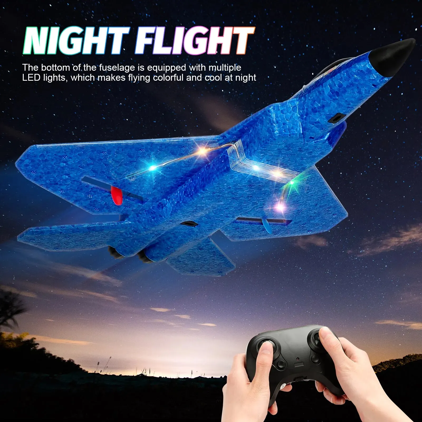 Avión a Control remoto Raptor F22 RC, planeador volador con luces LED, juguetes de avión de espuma EPP, regalos para niños, 2,4G, 2 canales