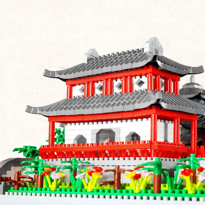 Suzhou Garden rompecabezas micro ensamblaje de partículas tipo bloque de construcción estilo étnico juguete de bloques de construcción