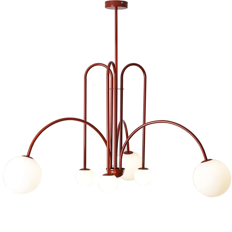 Luz colgante minimalista nórdica para sala de estar, lámpara de restaurante, cafetería, tienda de ropa, de Arte Negro candelabro, dorado y rojo