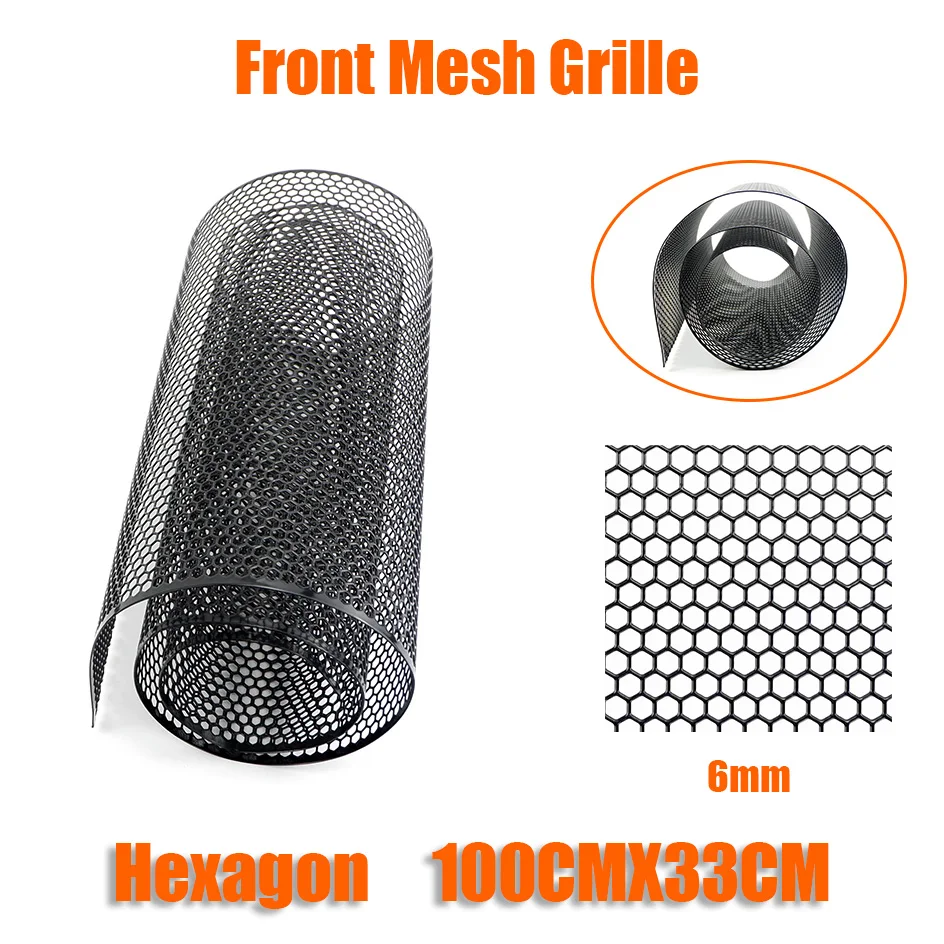 Rejilla de aluminio de 100cm x 33cm, cubierta de rejilla de malla para parachoques de coche, guardabarros, rejilla de ventilación, rejilla de ventilación, agujero hexagonal de 6mm
