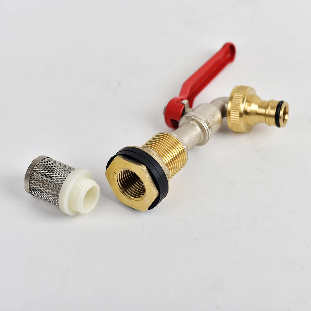 Kit de montaje de tanque de agua de latón de 1/2 "y 3/4", con grifo de aleación, junta de tubo de cobre, acoplamiento de tanque de peces, adaptador de manguera de riego de jardín