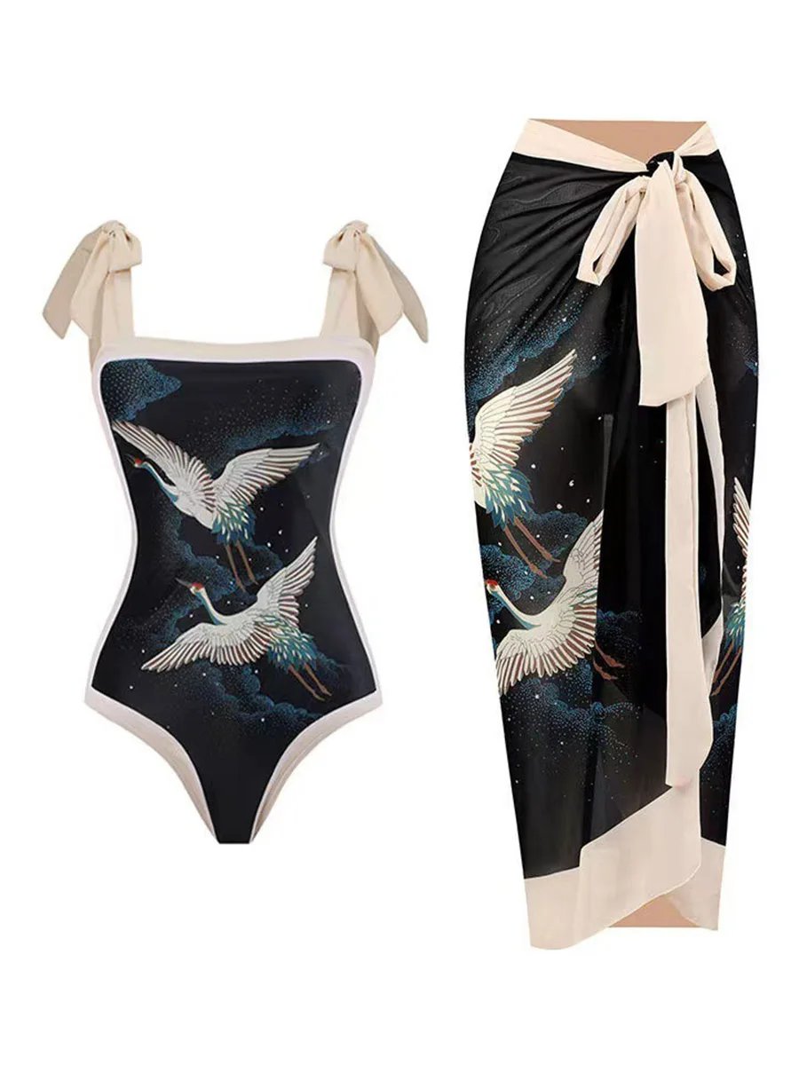 Traje de baño de una pieza con falda ventilada y relleno, sexy, para mujer, 2026, para natación, verano, playa, body