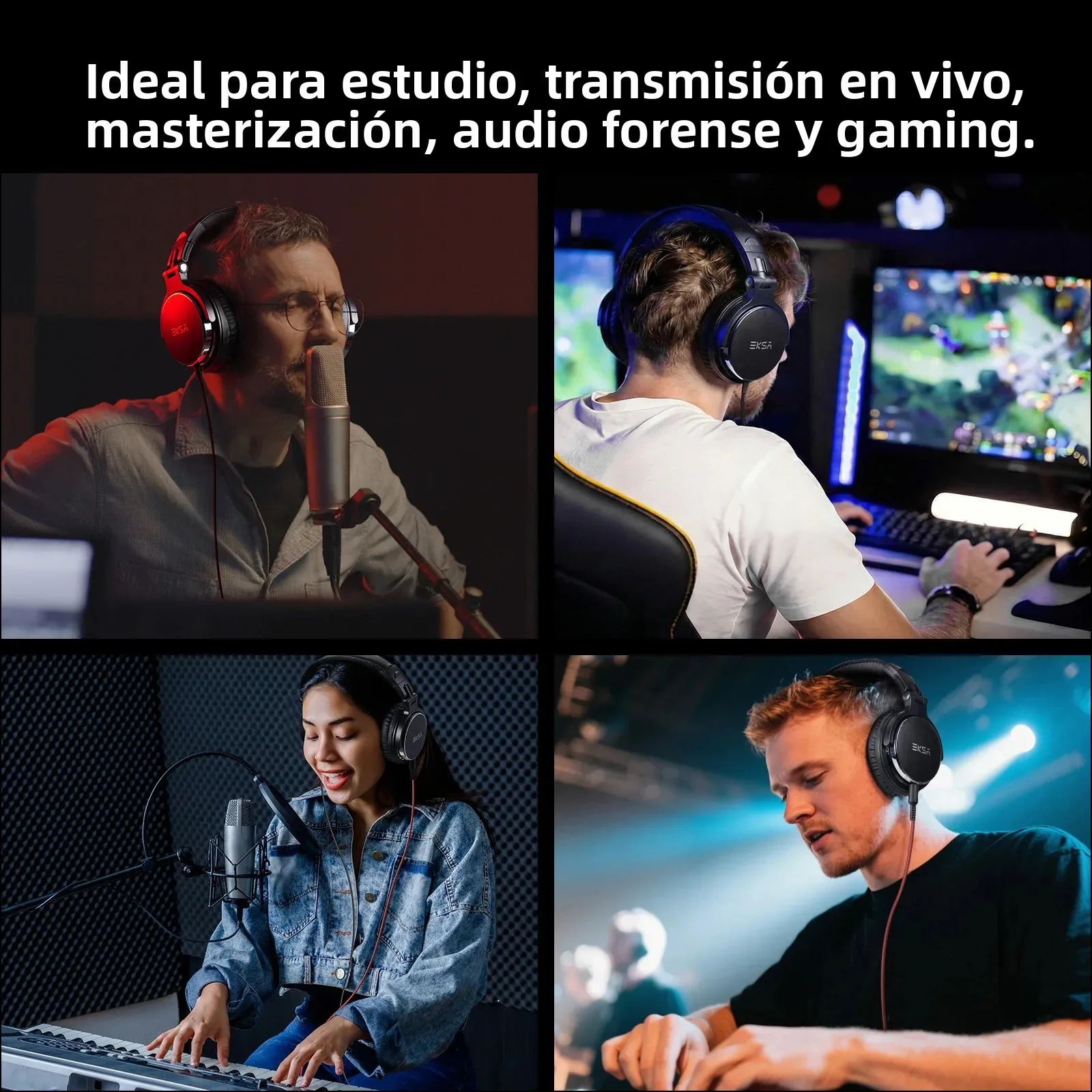 Auriculares de estudio con cable Oneodio EKSA P100 de 3.5/6.35 mm, auriculares profesionales de alta fidelidad para DJ con micrófono para guitarra