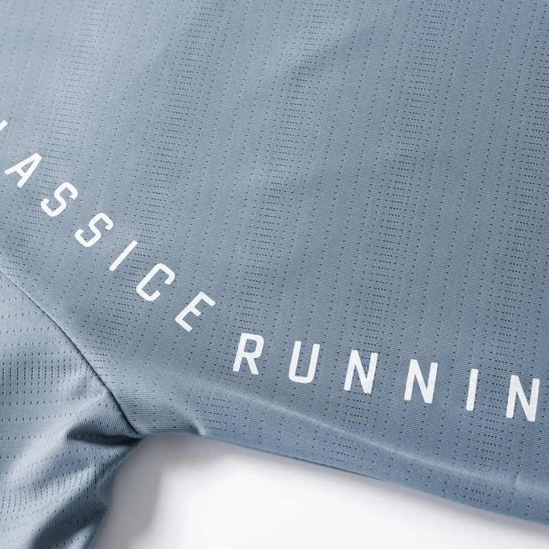 CHRLCK-Camiseta para correr para hombre, Top fino de seda helada con estampado reflectante, camiseta de Fitness transpirable de manga corta de secado rápido