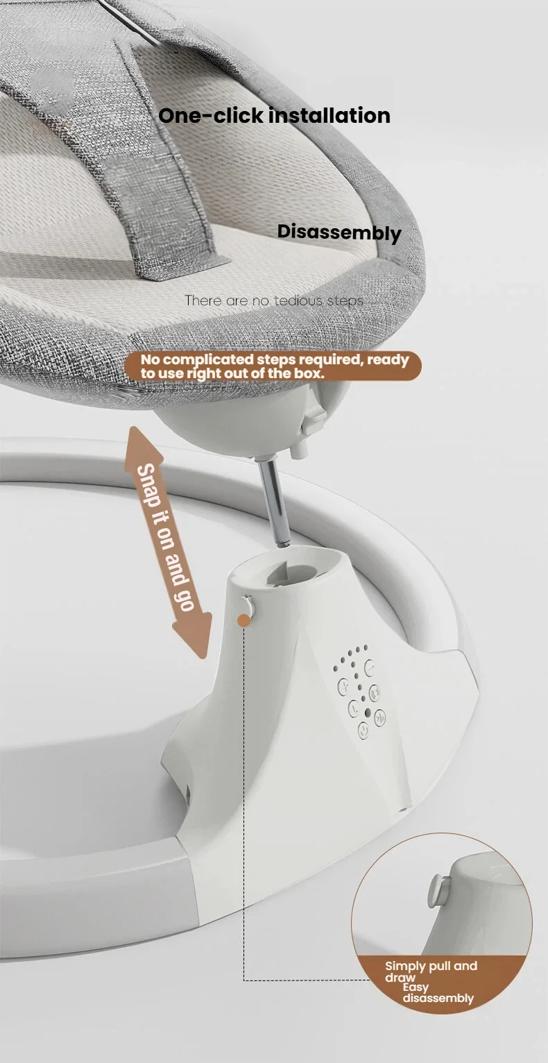 Silla Mecedora Eléctrica para Bebés, Cuna Inteligente para Dormir, Columpio Automático para Recién Nacidos, Hamaca para Bebés con Música Bluetooth, Control de 5 Amplitudes, Mosquitero Extraíble, Toldo Oscurecedor, Control Remoto, Cuna de Dormir Junto a la Cama, Silla de Juego para Niños Pequeños