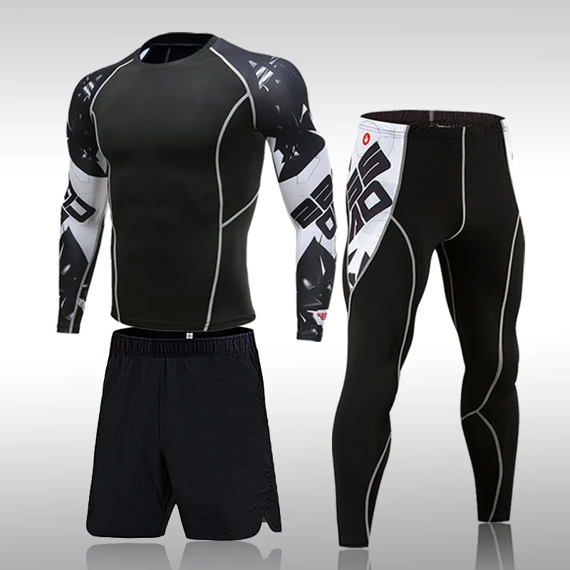 Trajes deportivos de compresión para hombre, mallas de gimnasio, ropa de entrenamiento, conjunto para correr, chándal Rashguard, ropa deportiva para hombre