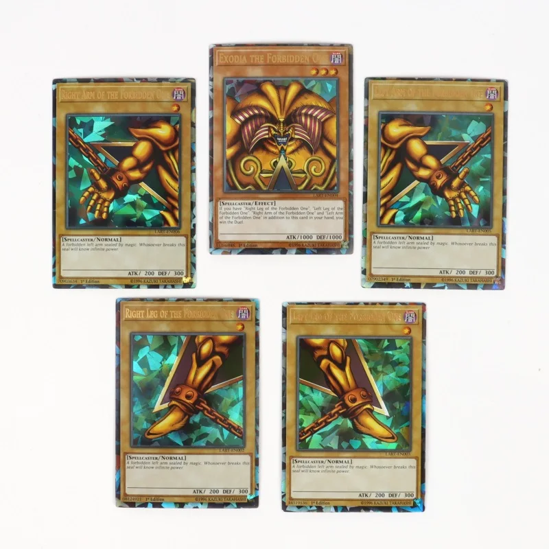 72 Uds. Tarjetas Yugioh con caja de hojalata Yu Gi Oh tarjeta holográfica versión en inglés letra dorada duelo enlaces tarjeta de juego ojos azules Exodia