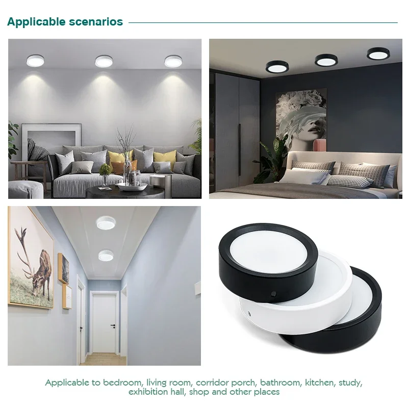 Focos empotrables Led de 220V, lámpara de techo de 9W, 12W y 18W, Panel de iluminación montado en superficie, accesorio de cocina para decoración del hogar y la habitación