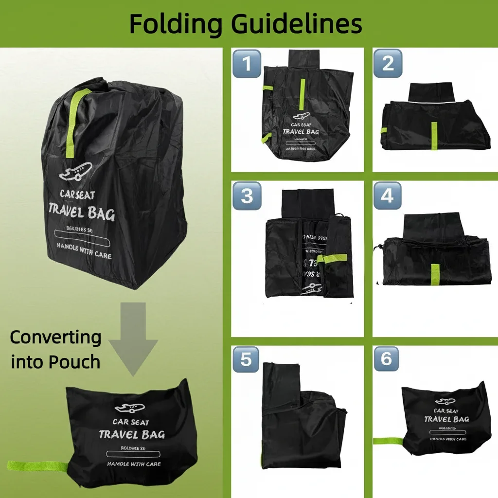 Bolsa de viaje portátil para asientos de coche para portabebés y sillas elevadoras – Correas ajustables para los hombros, asa de transporte práctica, resistente y duradera