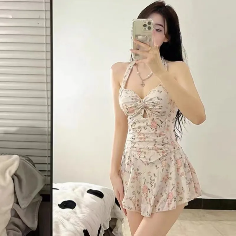 Traje de baño para mujer, Color sólido, adelgazante, vestido de una pieza, estilo conservador, ajuste de cintura, traje de baño adelgazante para vacaciones