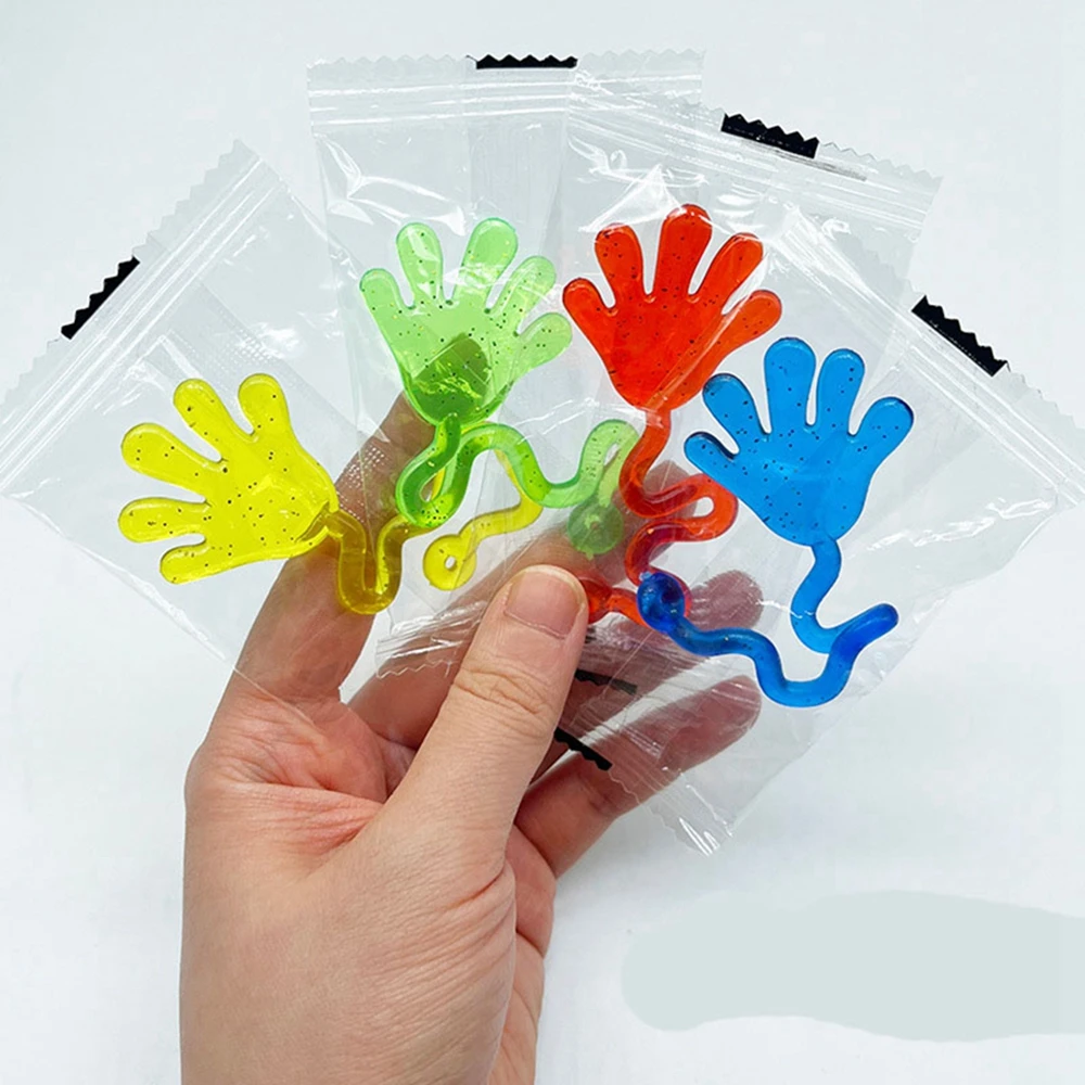 12 Uds. Para niños y adultos, manos adhesivas con purpurina, Mini juguetes sensoriales elásticos para aliviar el estrés, suministros para recuerdos de fiesta, rellenos de bolsas de regalos