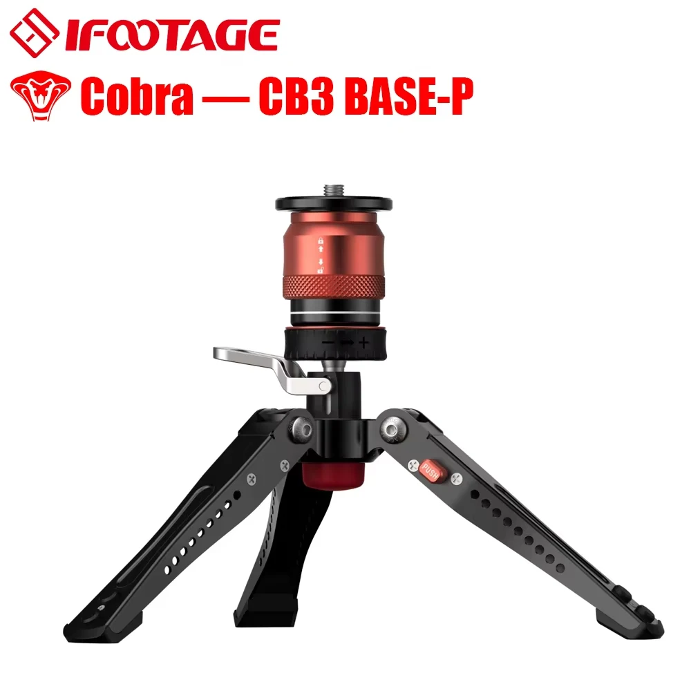 IMEAGE-trípode de bajo perfil CB3 BASE-P, cabezal de liberación rápida, desbloqueo mediante prensado de Pedal, Mini trípode portátil de aleación de aluminio estable