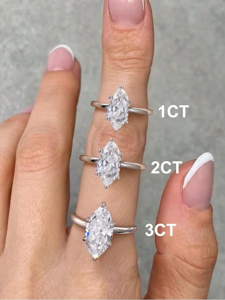 Anillo Moonla de Plata de Ley 925 clásico con circonita marquesa de 1-3 quilates para mujer, joyería fina de alta calidad para fiesta de compromiso