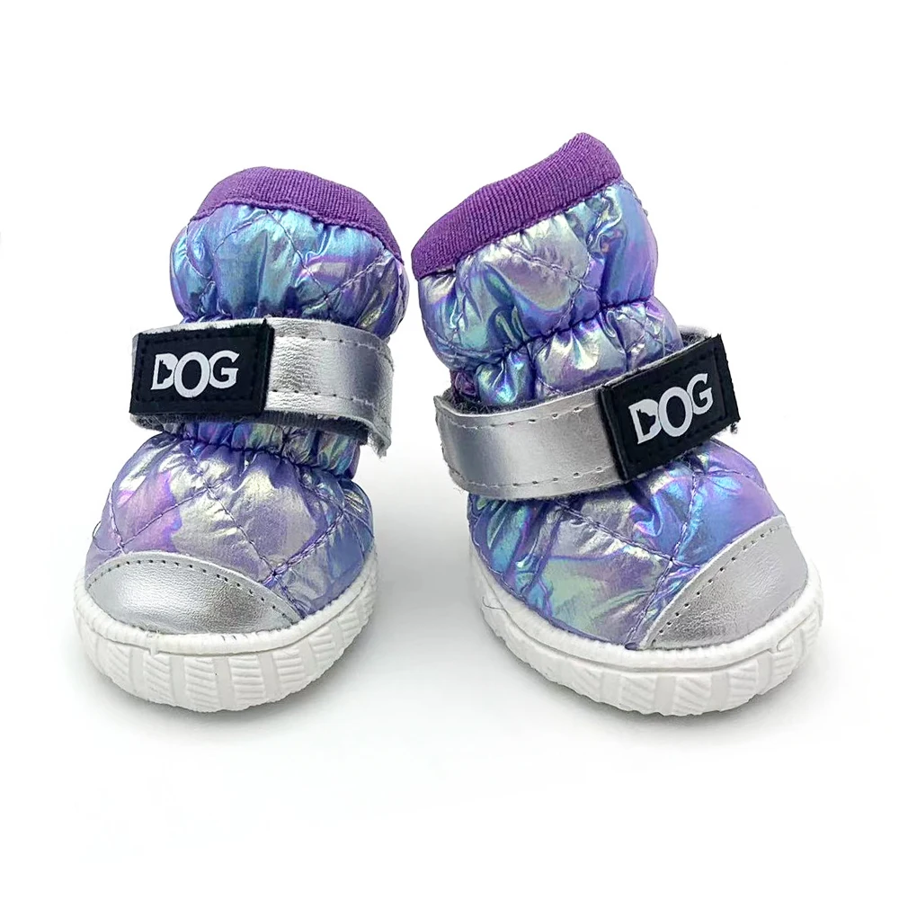 Botas de nieve para perros, impermeables, forro polar grueso, 4 Uds., zapatos de invierno para perros pequeños, suela de goma suave, botines antideslizantes para mascotas