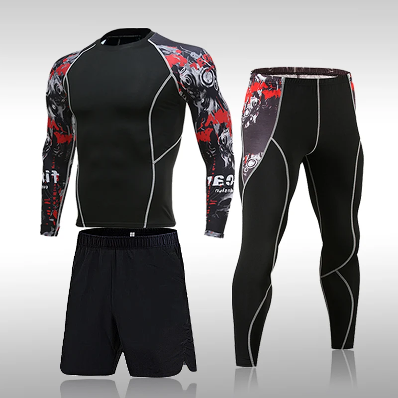 Trajes deportivos de compresión para hombre, mallas de gimnasio, ropa de entrenamiento, conjunto para correr, chándal Rashguard, ropa deportiva para hombre