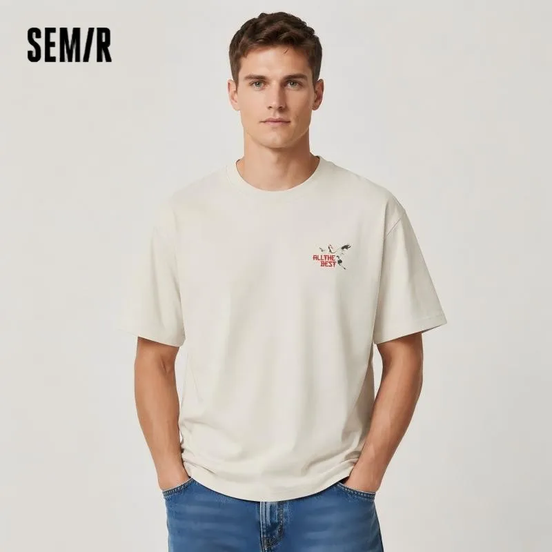 Camiseta Semir para Hombre, Estilo Tradicional con Estampado, Tejido Moderno, Informal, para Uso Diario, Cómoda, Moda Verano 2026