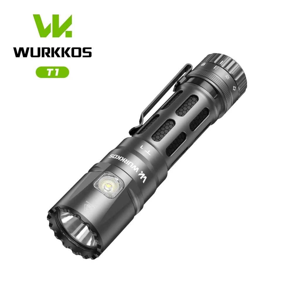 Linterna Táctica LED Wurkkos T1 5500Lm 4 Modos de Iluminación con Clip para Bolígrafo, Resistente al Agua, Recargable por USB, Luz Portátil de Alta Potencia