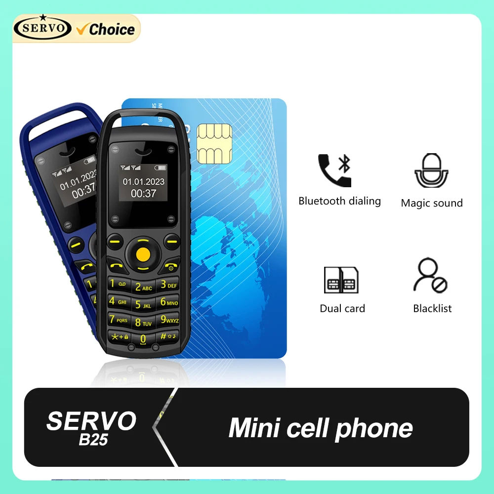 SERVO Mini teléfono móvil 2 tarjetas SIM voz mágica Bluetooth marcación lista negra baja radiación botón más pequeño teléfonos móviles cuatro colores