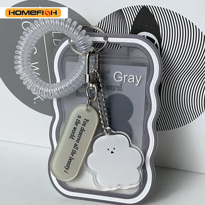HOMEFISH - Portafotos Creativo Kpop, Llavero Transparente, Funda Protectora para Fotos, Tarjetas de Autobús y Estudiante