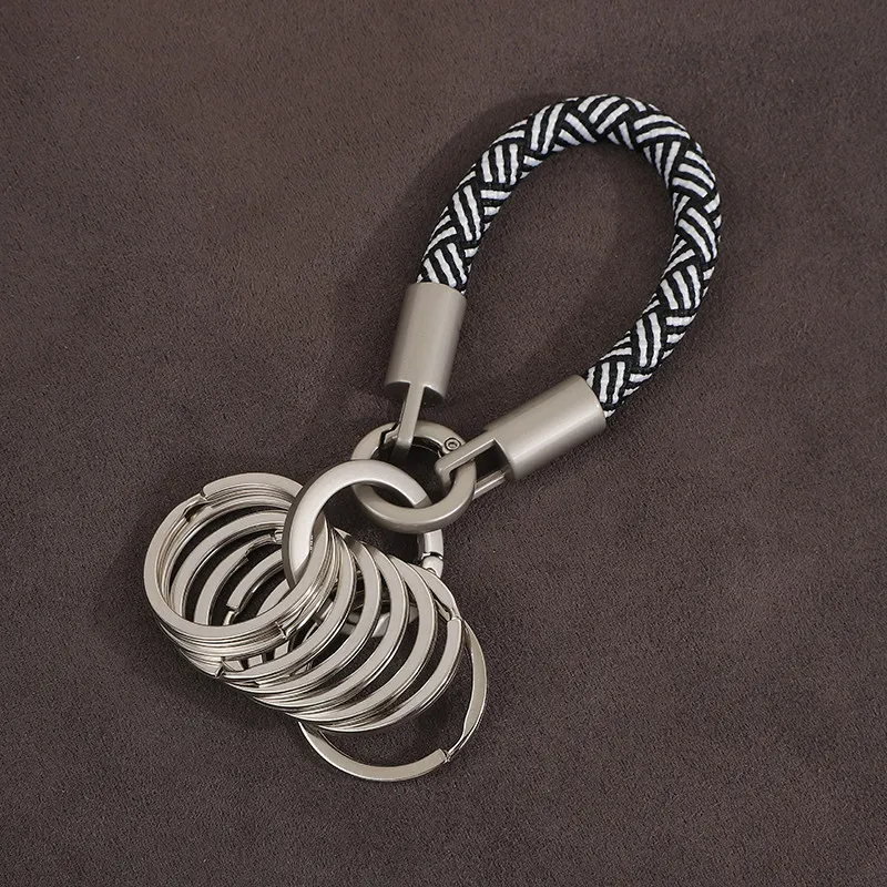 Llavero Minimalista de Aleación de Titanio con Acabado Natural, Organizador de Múltiples Anillos, Cordón Multifuncional, Estilo Insta