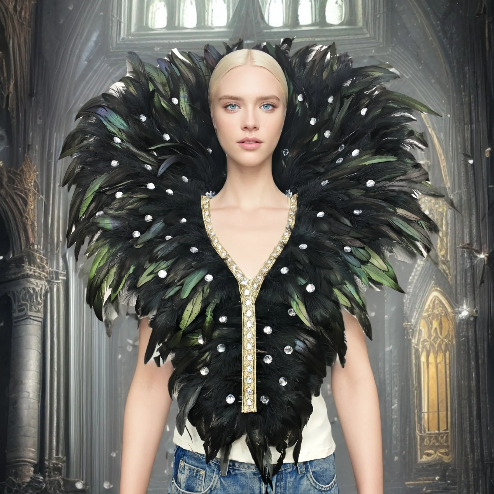 Accesorios de vestido de baile de graduación Unisex para carnaval, chal de plumas, maquillaje puesta en escena, accesorios COS, decoración de disfraz de Halloween