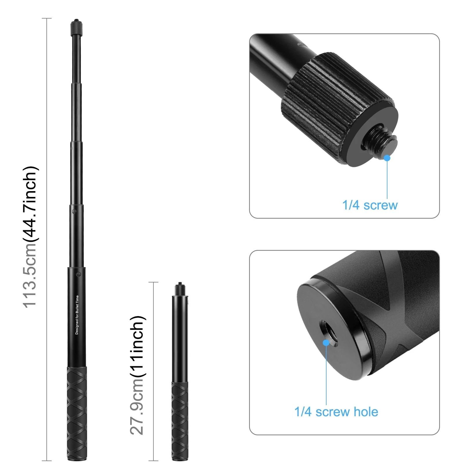 Correa de cintura PULUZ y monopod para selfies para GoPro MISSION 1/1 Pro/Insta360 X4/DJI Osmo 360/ Ricoh y cámaras panorámicas
