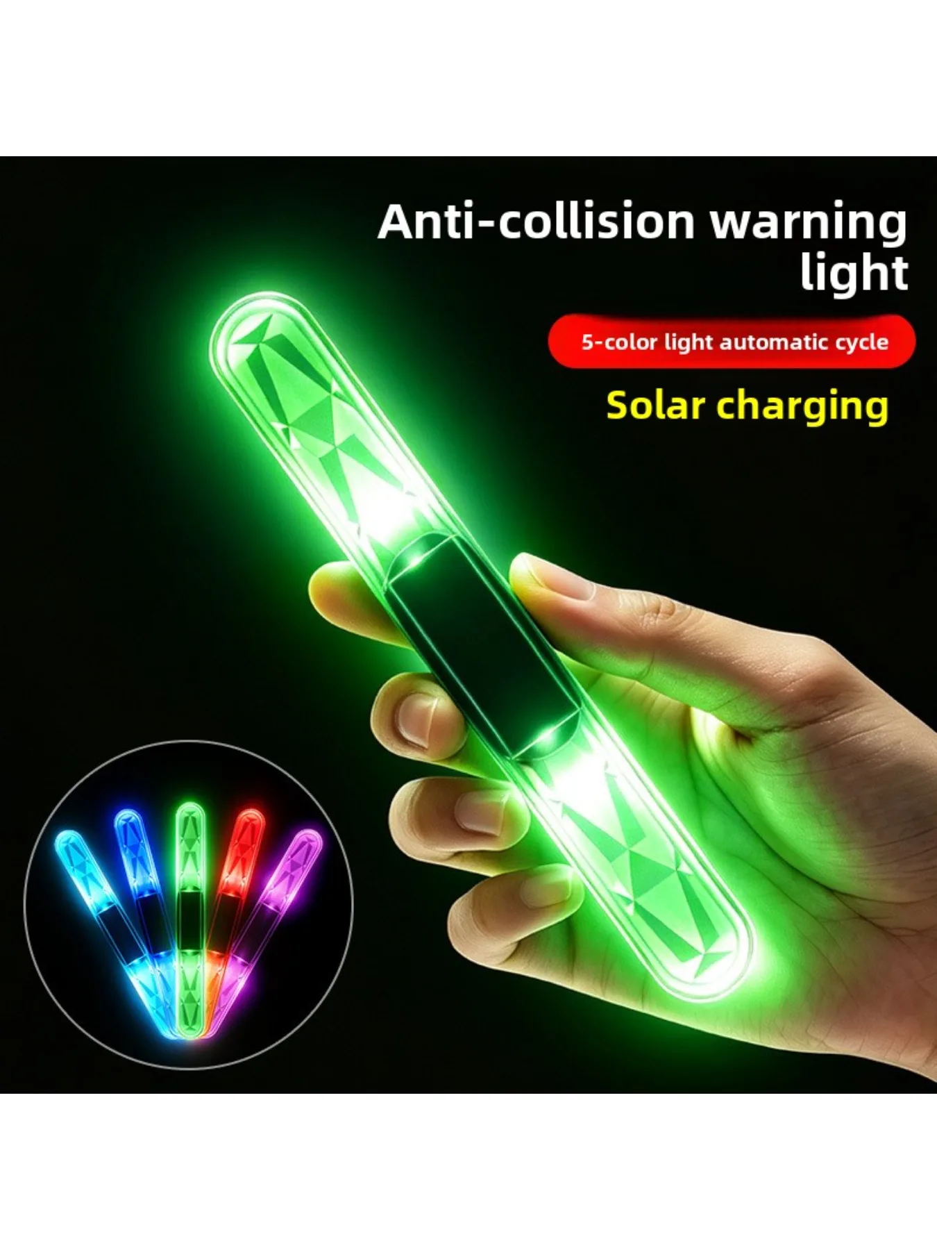 Tiras de Advertencia Anticollisión Universales para Automóviles, Barras de Luz LED Solares de 5 Colores, Aptas para Automóviles y Motocicletas