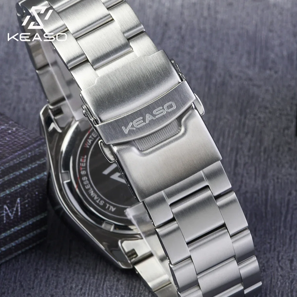 Reloj de Buceo para Hombre KEASO, Movimiento de Cuarzo MIYOTA 2035, C3 Super Luminoso, Deportivo, Acero Sólido 316L, Resistente al Agua 200M, Cristal de Zafiro