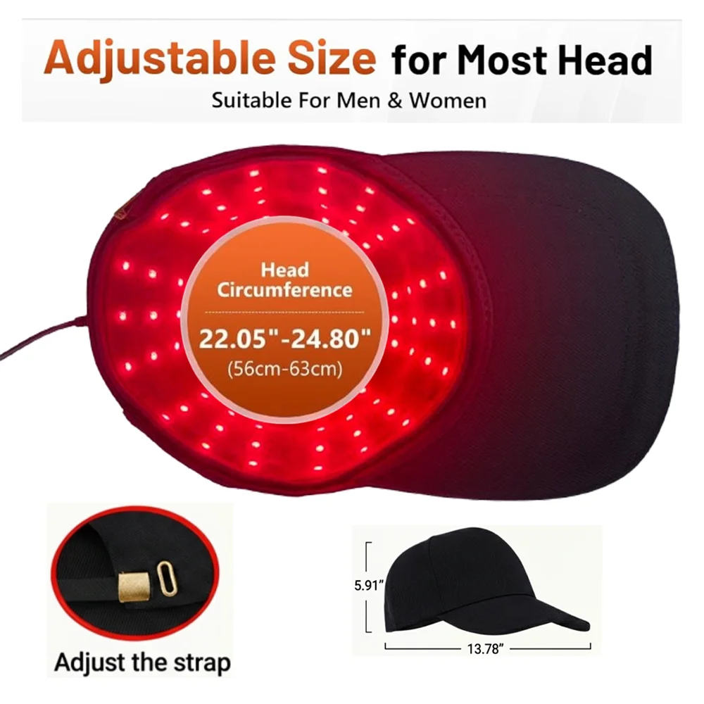 Gorro de Terapia de Luz Roja para el Cabello, Terapia de Luz Roja Mejorada con 96 LED para la Cabeza, Terapia de Luz Infrarroja para Hombres y Mujeres con Temporizador