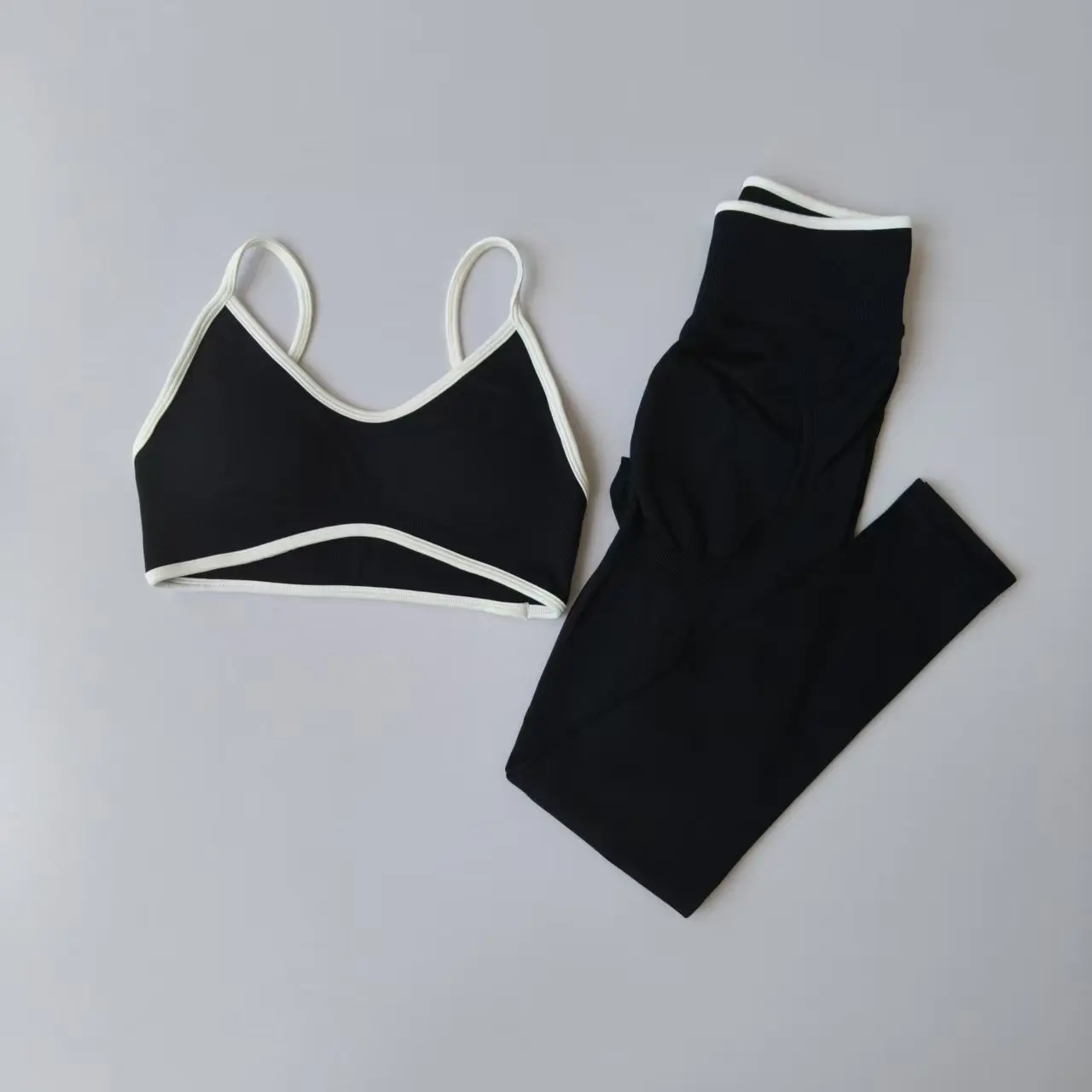 Conjuntos deportivos de 2 uds para mujer, pantalones de Yoga con realce, espalda hueca, sujetadores de Fitness para gimnasio, mallas de cintura alta para entrenamiento, conjunto de medias sin costuras