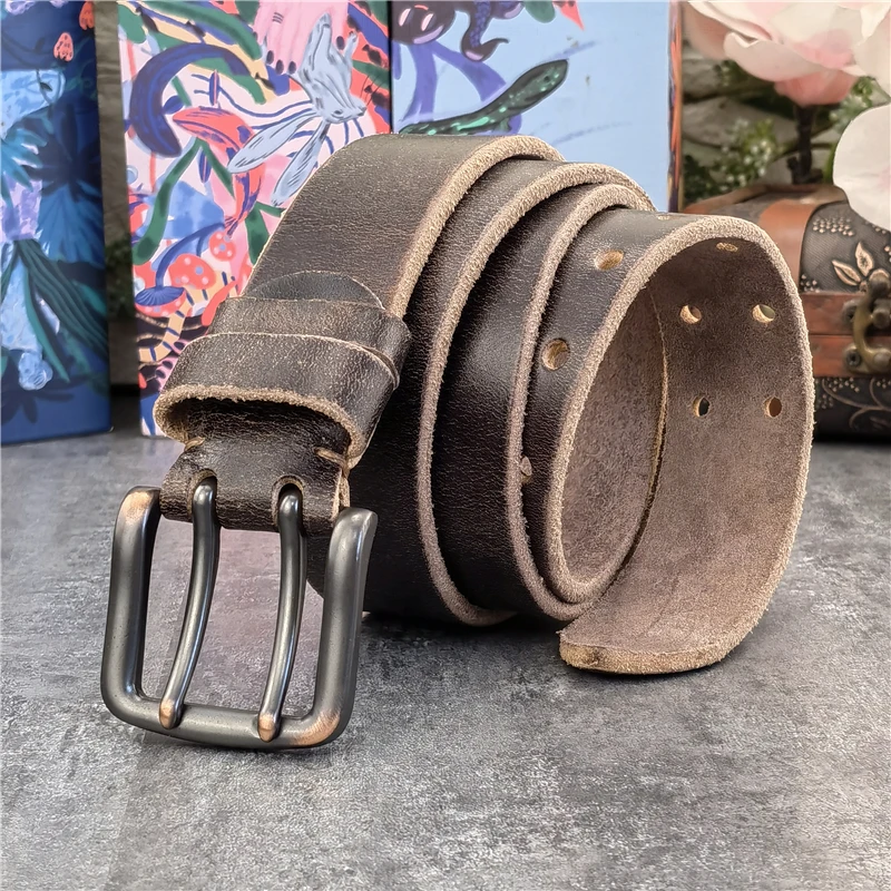 38MM doble Pin hebilla de cinturón de Metal cinturón de cuero genuino hombres Jeans cinturón de cuero para hombres Ceinture Western Cowboy hombres cinturón MBT0038