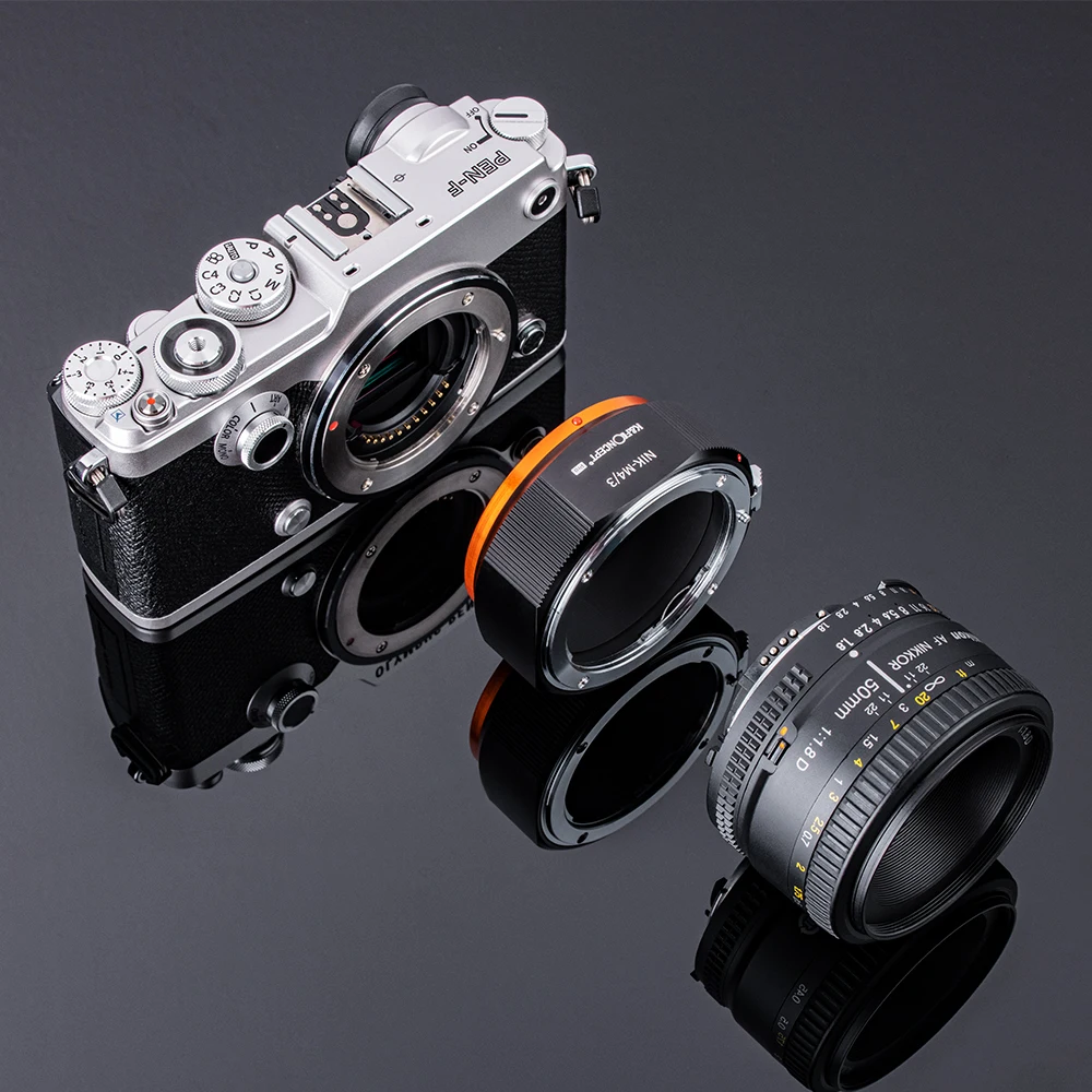 Adaptador de Lente de Cámara K&F CONCEPT para Lentes Nikon AI F Mount a Cuerpo de Cámara Micro Four Thirds MFT M4/3 Olympus con Barniz Mate