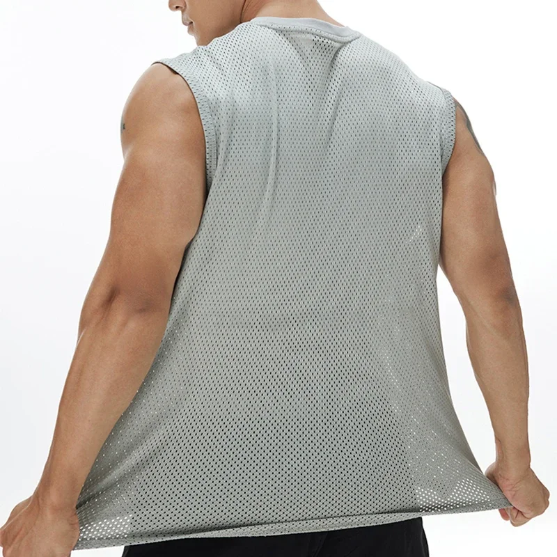 Chaleco deportivo informal suelto para hombre, camiseta sin mangas transpirable de malla para baloncesto y Fitness, camiseta inferior para correr, camiseta sin mangas para maratón