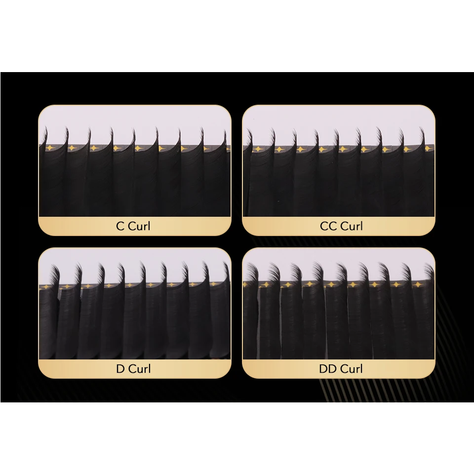 Lote de 10 Bandejas de Extensiones de Pestañas de Cachemira, 5-25mm, Negro Mate, Pestañas Individuales de Volumen 0.03 0.05 0.07 0.10, Extensiones de Pestañas de Visón Sintético