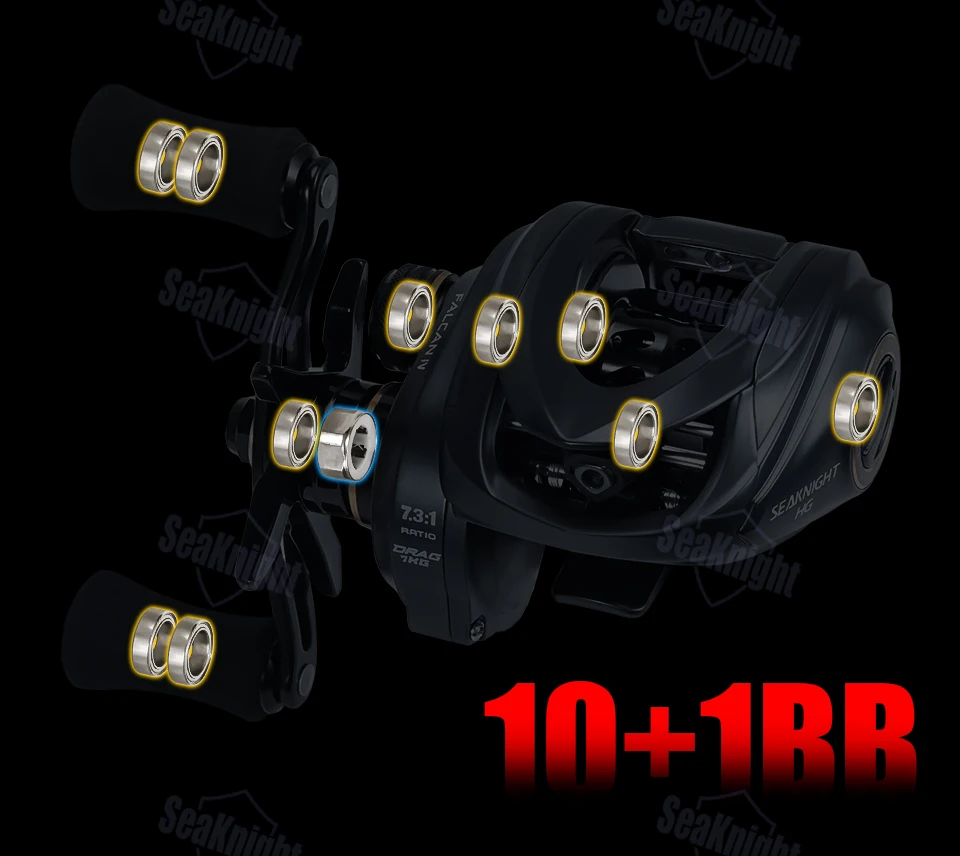 Carrete de pesca Baitcasting serie SeaKnight FALCAN4/IV 7,3: 1 8,1: 1 Ultra-Linght 180g potencia de arrastre máxima 15LB carrete de fundición larga
