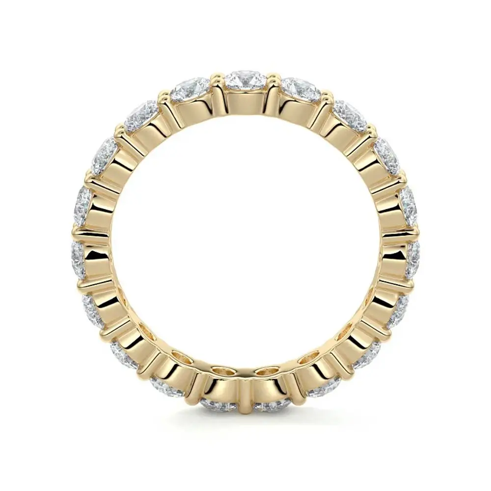 Anillo de eternidad de moissanita de 4 mm certificado por Lnngy, anillo de boda relleno de oro de 14k para mujer, anillo apilable brillante, accesorios de joyería