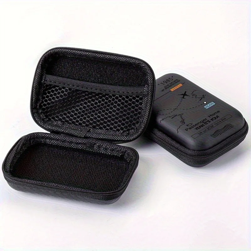 Bolsa de almacenamiento rígida EVA con estampado de rutas de aviones |   Organizador de Viaje con Cierre Anti-caídas para Dispositivos Electrónicos, Auriculares, Discos Duros y Cables