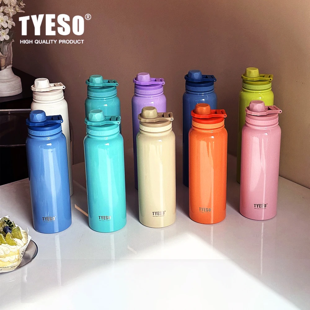 Botella Térmica TYESO, Termo para Auto, Vaso Aislado para Deportes al Aire Libre, Viajes, Termos de Acero Inoxidable, Taza Térmica