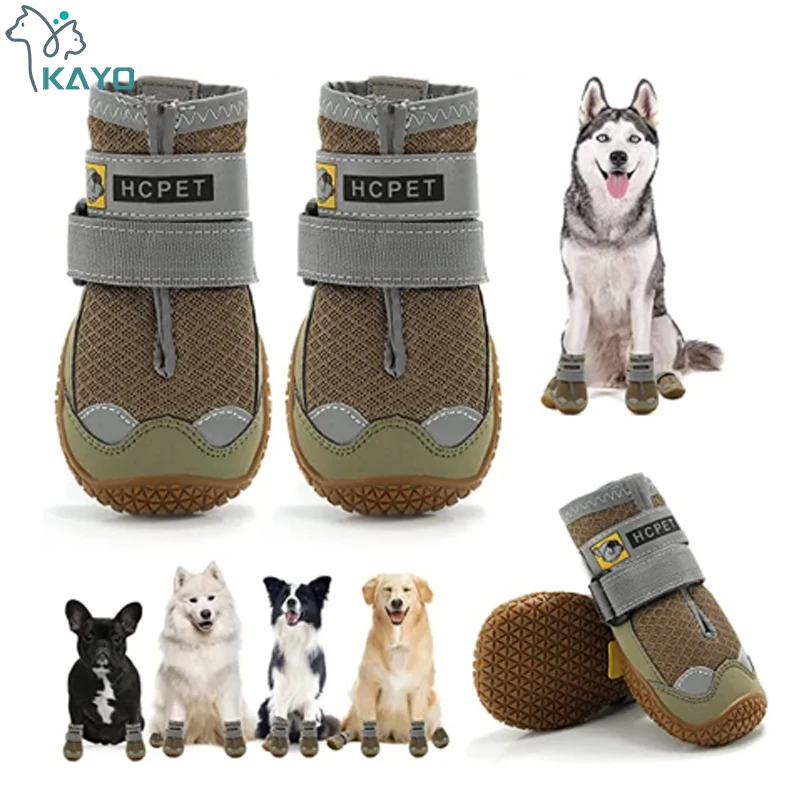 Juego de 4 zapatos para perros, botas reflectantes impermeables para perros, botines cálidos para la nieve y la lluvia, calcetines antideslizantes, calzado para perros medianos y grandes