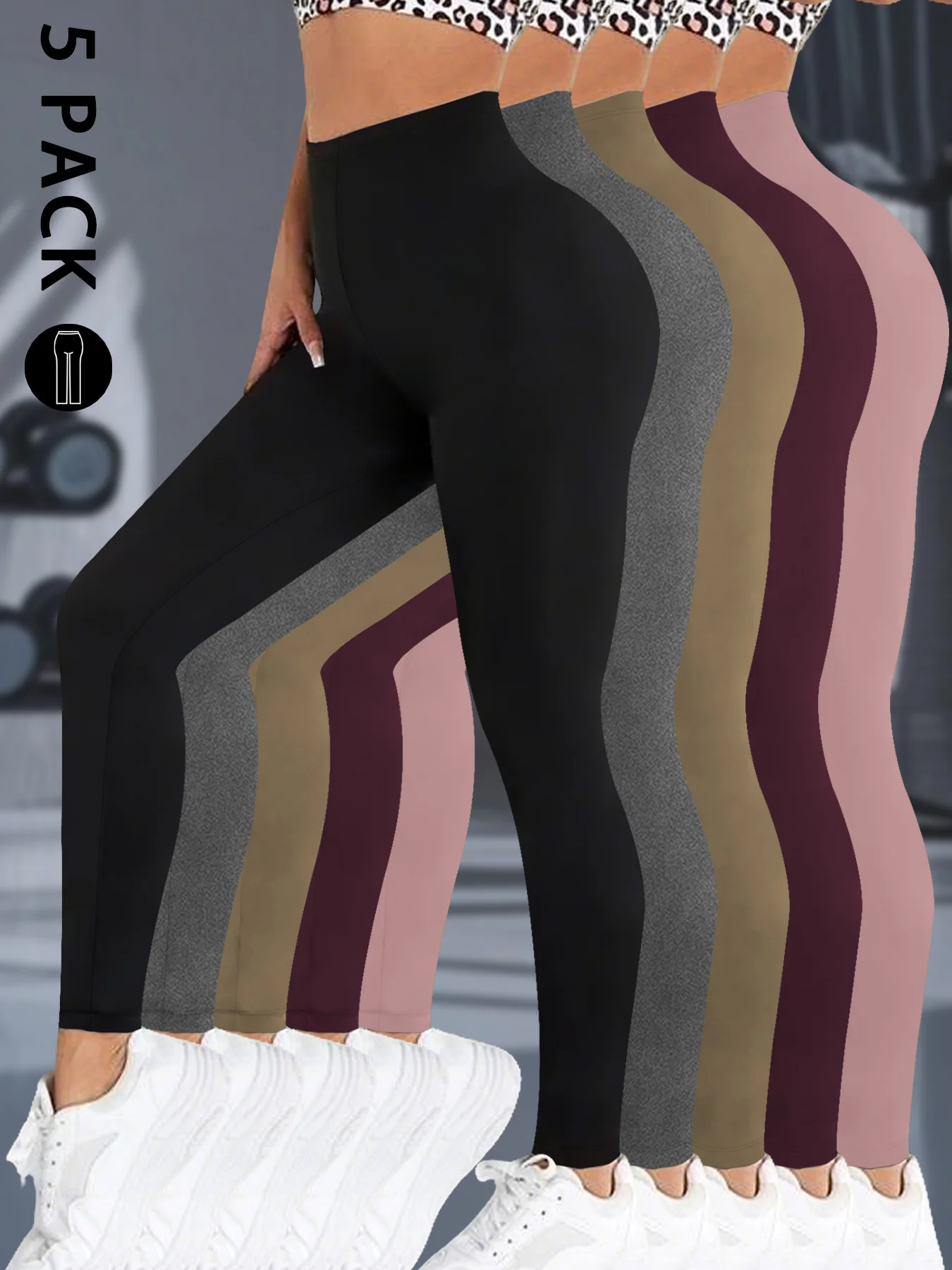 Paquete de 5 Leggings Súper Suaves para Mujer, Pantalones Elásticos que No se Transparentan, para Vestimenta Informal, para Todas las Temporadas