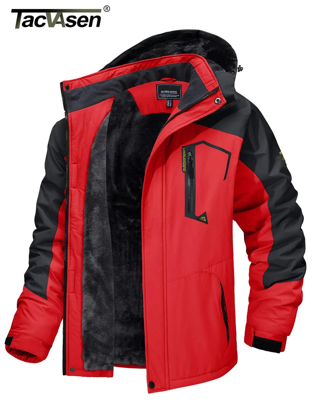 TACVASEN, chaquetas de montaña con forro polar, chaquetas de senderismo para hombre, abrigos con capucha extraíbles para exteriores, Parka de esquí y Snowboard, prendas de vestir de invierno