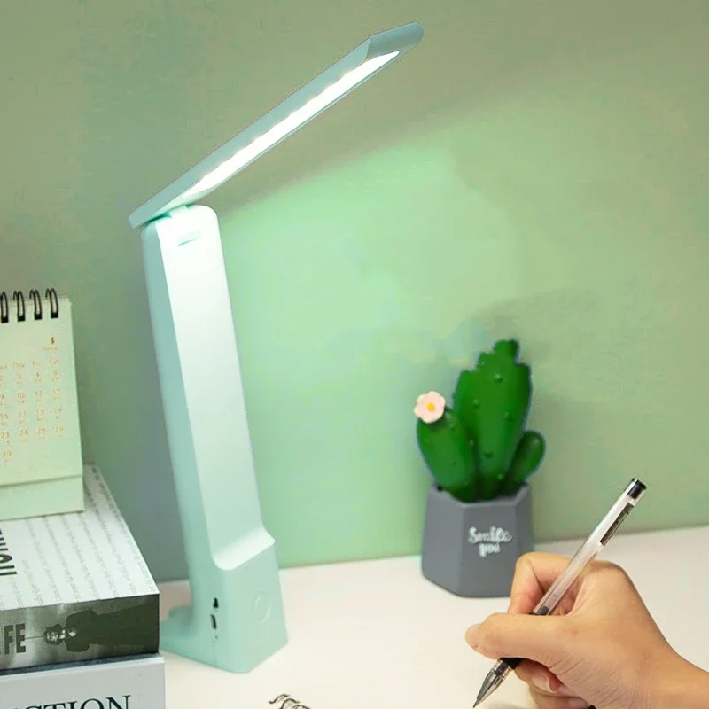 Lámpara LED de escritorio plegable con carga USB, Control táctil, regulable, protección ocular, lectura, estudio, oficina, dormitorio, lámpara de noche