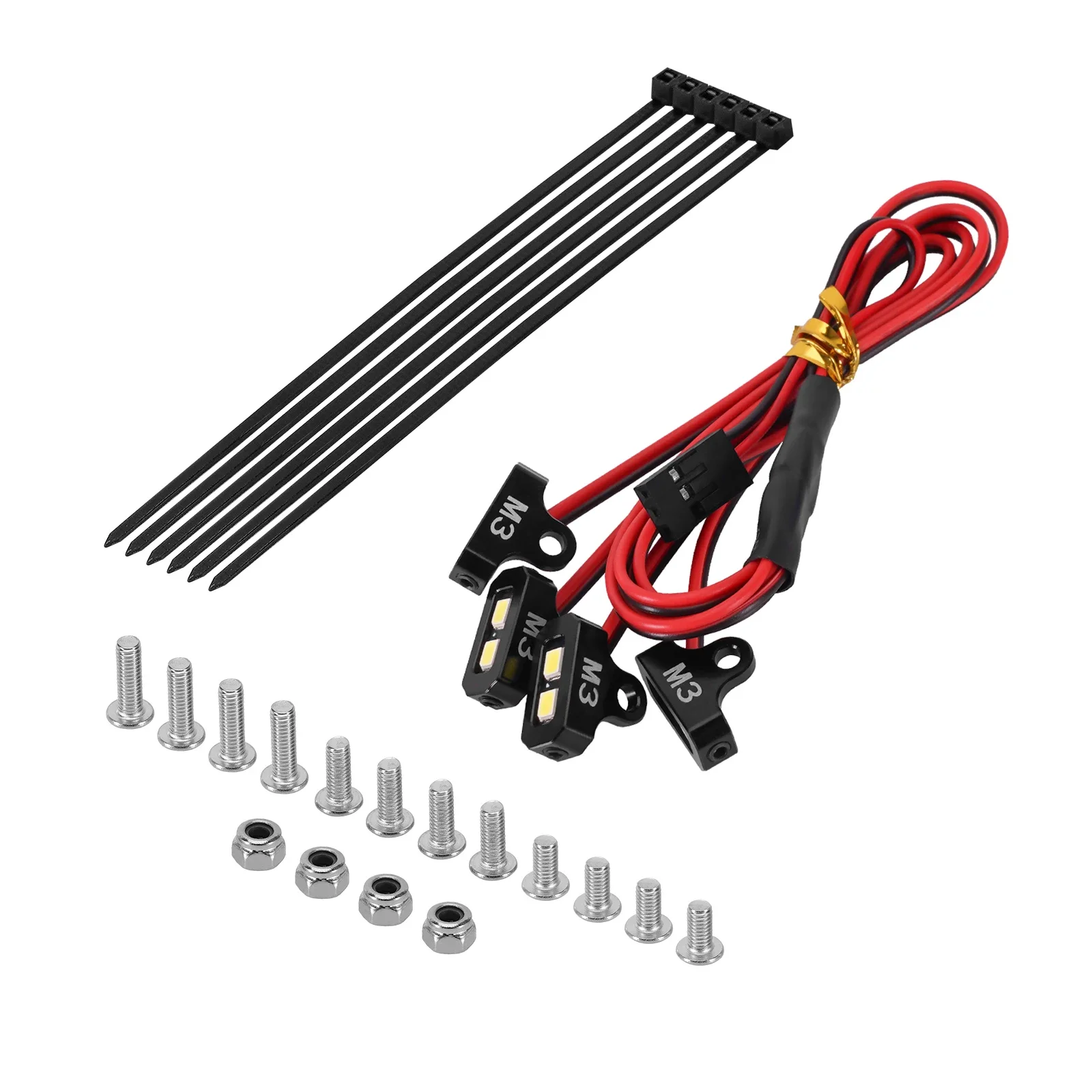 INJORA Kit de luces de roca de 4 LED para orugas RC 1/10 (blanco, amarillo)