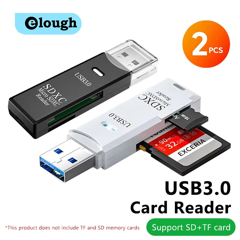 Lector de tarjetas USB3.0/2,0 2 en 1, USB3.0 a SD, lector de tarjetas de memoria TF, adaptador de lector de tarjetas USB para PC, portátiles, accesorios