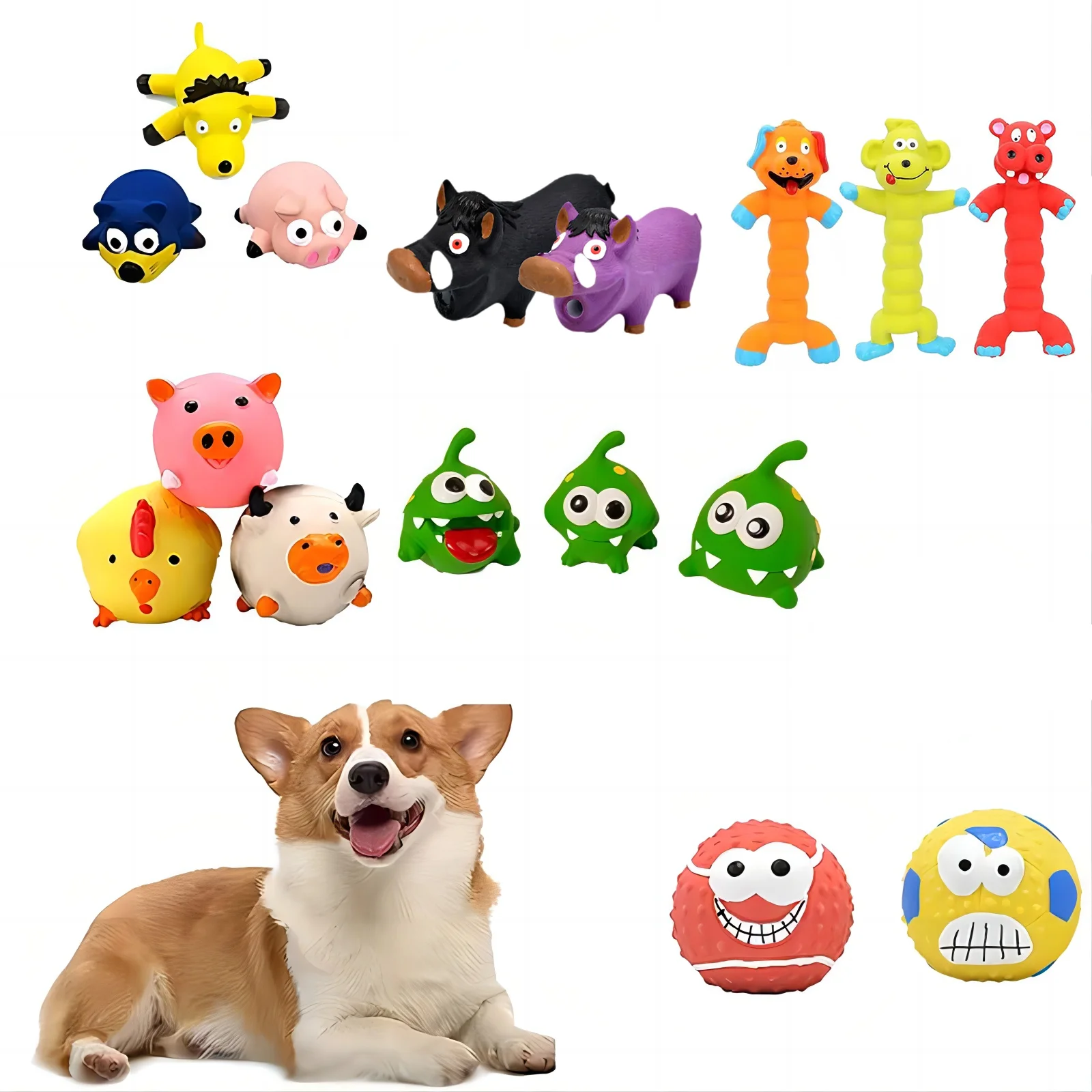 Juguetes de goma chirriantes para perros, juguete para masticar de látex para cachorros, juguete con sonido, tren resistente a mordeduras, suministros para mascotas para perros pequeños, medianos y grandes
