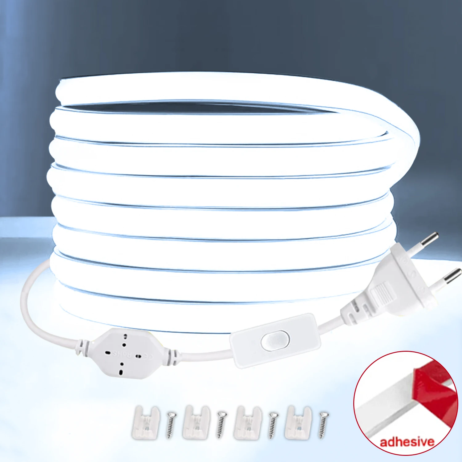 Tira de LED COB de 220V de Alta Luminosidad, Cinta Flexible para Iluminación de Habitaciones, Dormitorios y Cocinas