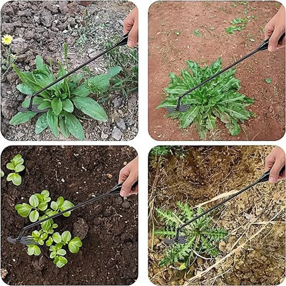Kit de deshierbe de acero al manganeso de 4 dientes con asas, artefacto de deshierbe multifuncional para jardinería, actualización 2024